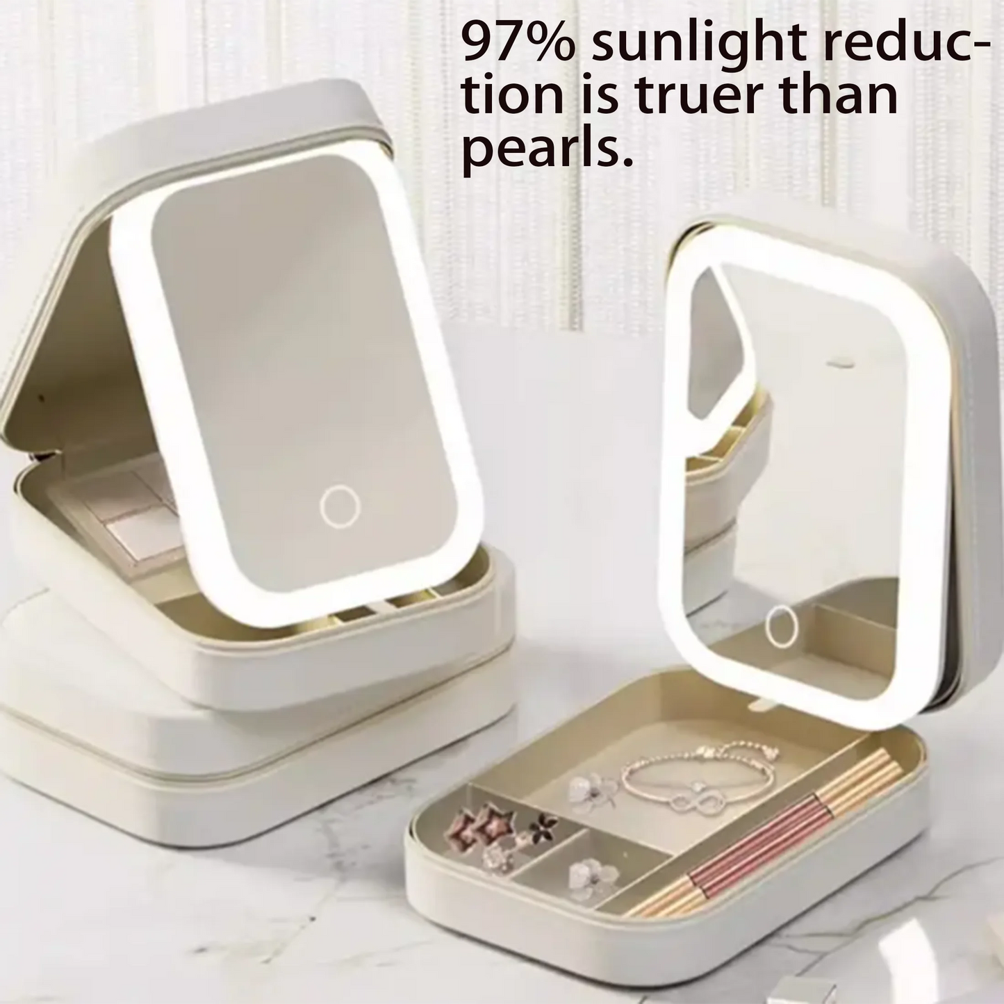 Trousse de maquillage éclairée par LED avec séparateurs réglables – Étui à cosmétiques de voyage portable, rechargeable par USB