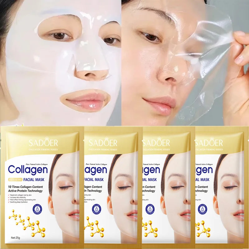 Masque Anti-Rides Collagène – 10 Pièces, Hydratant & Éclat.