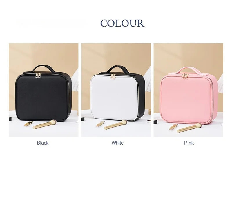 Trousse à cosmétiques LED avec lumières et miroir, grande capacité, sensation de qualité supérieure, trousse de maquillage de luxe
