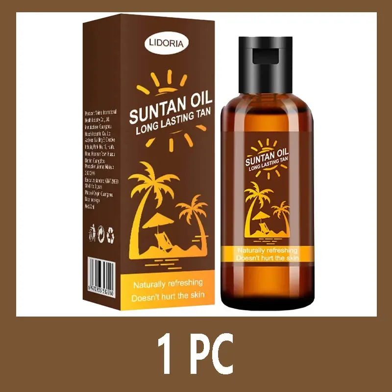 Huile de bronzage éclat profond – Accélérateur solaire à la noix de coco et lin, formule hydratante