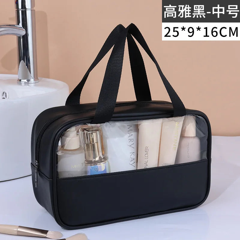 Sac à cosmétiques de voyage Portable pour femmes, trousse de maquillage transparente, sacs de lavage de bain de grande capacité, mallette de rangement étanche multifonction