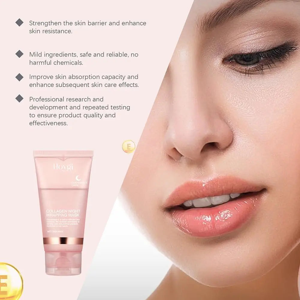 Masque Nuit Collagène – Hydratation Intense & Peau Repulpée (résout le problème de peau sèche et fatiguée)