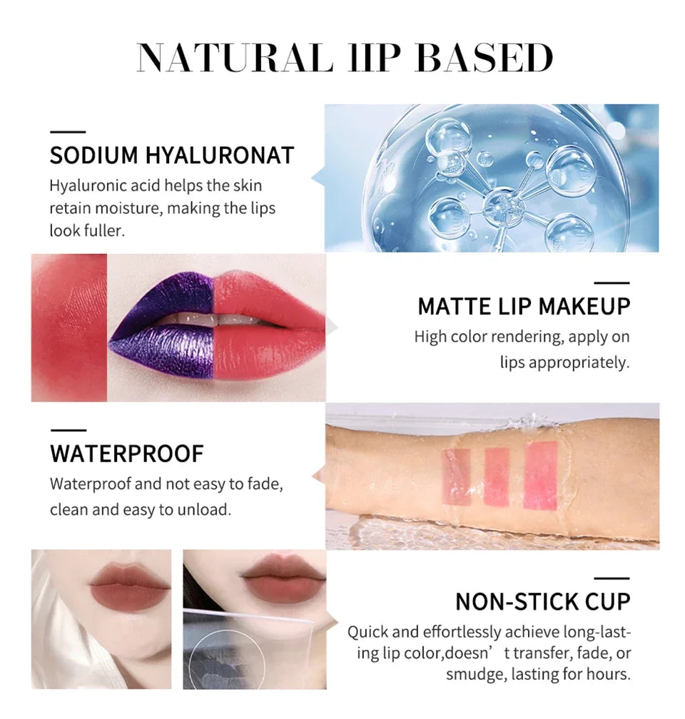 Rouge à lèvres liquide imperméable, 3 couleurs, hydratant durable, brillant à lèvres, ne se décolore pas, Sexy, tatouage teint, cosmétiques pour les lèvres