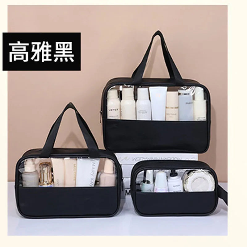 Sac à cosmétiques de voyage Portable pour femmes, trousse de maquillage transparente, sacs de lavage de bain de grande capacité, mallette de rangement étanche multifonction