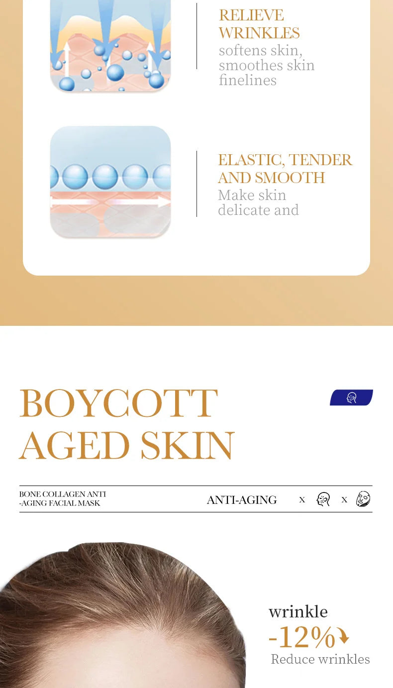 Masque Anti-Rides Collagène – 10 Pièces, Hydratant & Éclat.