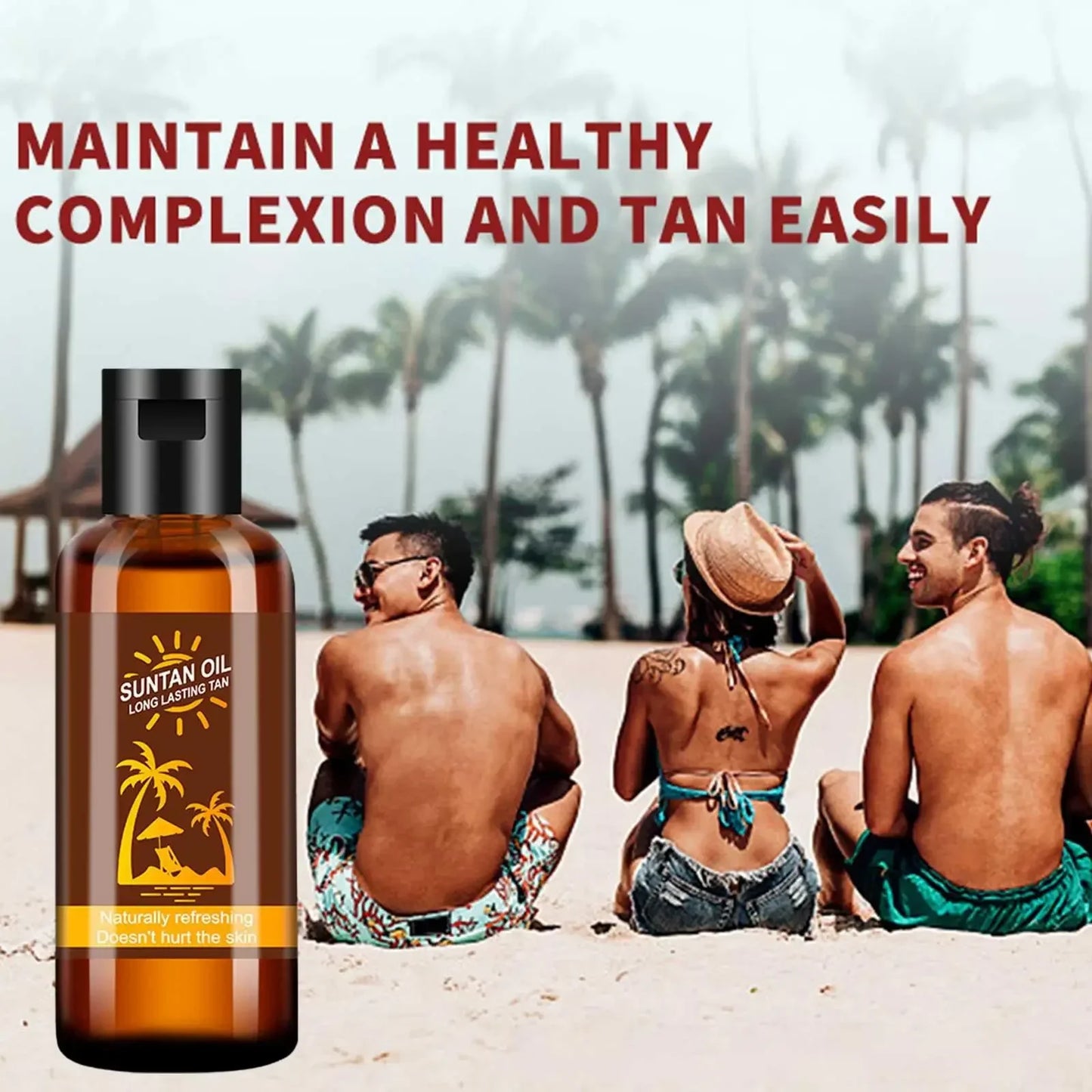 Huile de bronzage éclat profond – Accélérateur solaire à la noix de coco et lin, formule hydratante