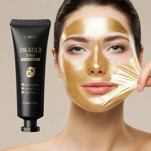 LAIKOU 24K GOLD SNAIL TEARING MAsK "Masque visage à l'escargot Sakura – peeling anti-rides & éclat"