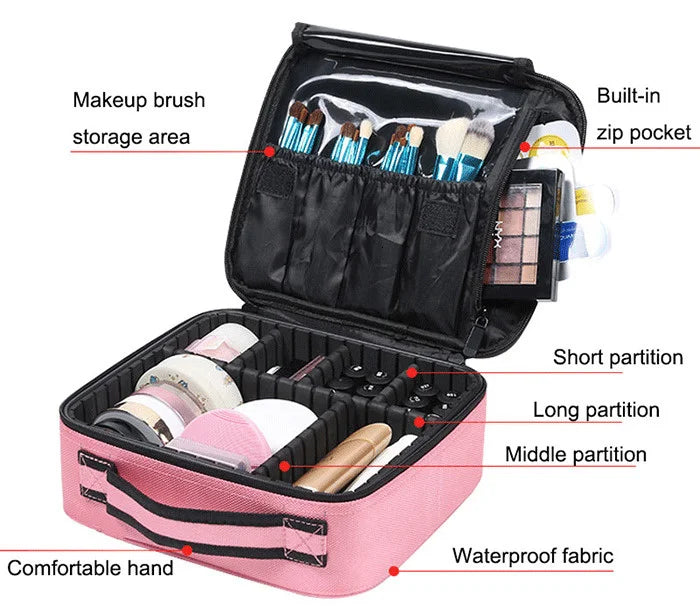 Trousse à cosmétiques intelligente LED, grande capacité, esthéticienne féminine, soins de la peau, trousse de maquillage de voyage, produit neuf avec miroir, étui de maquillage pour femmes