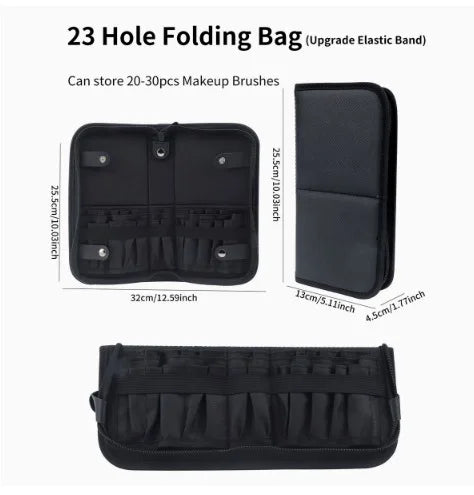 Sac de rangement de maquillage Portable européen et américain, sac à main de maquillage professionnel avec fermeture magnétique, sac à brosse pliable, grande casquette