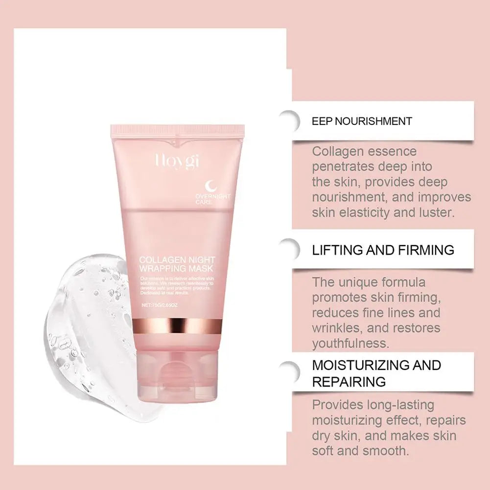 Masque Nuit Collagène – Hydratation Intense & Peau Repulpée (résout le problème de peau sèche et fatiguée)