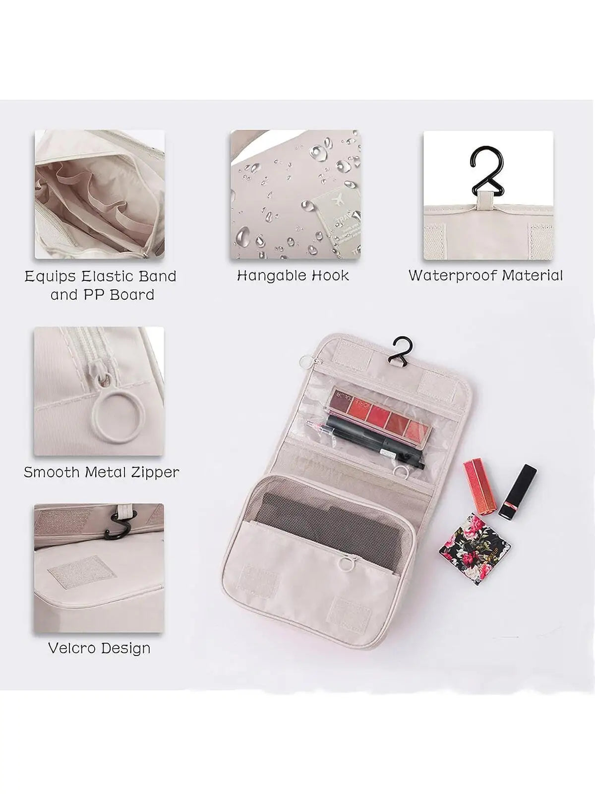 Sac de maquillage de voyage, organisateur de produits de toilette étanche, nécessaire de haute qualité pour femmes, crochet de salle de bain, pochette de lavage, sac de rangement de maquillage à crochet