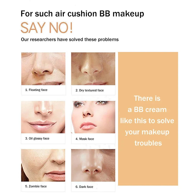 BB crème à coussin d'air, bouffée de poudre de papillon, fond de teint hydratant, correcteur, blanchissant, contrôle de l'huile, imperméable, maquillage, cosmétiques