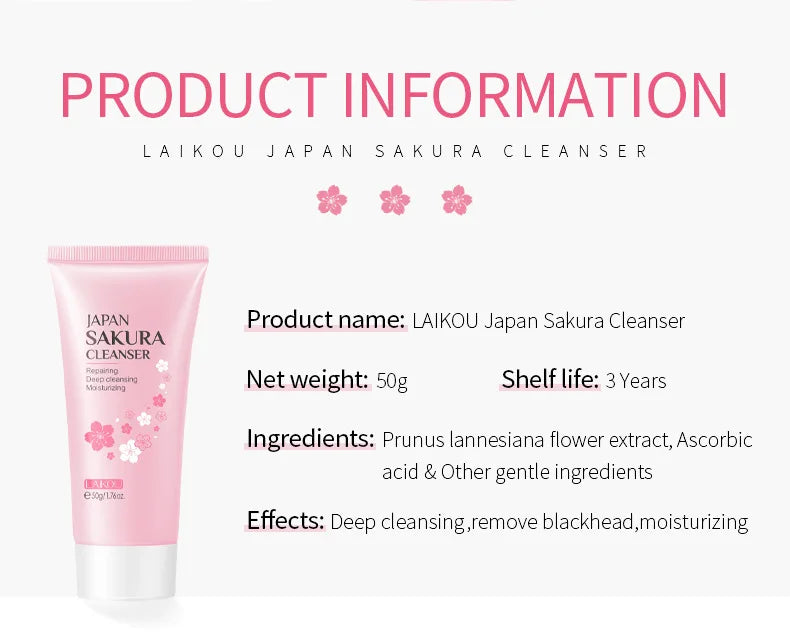 Kit visage Sakura – Soins coréens 9 pièces : nettoyant, crème solaire, masque yeux