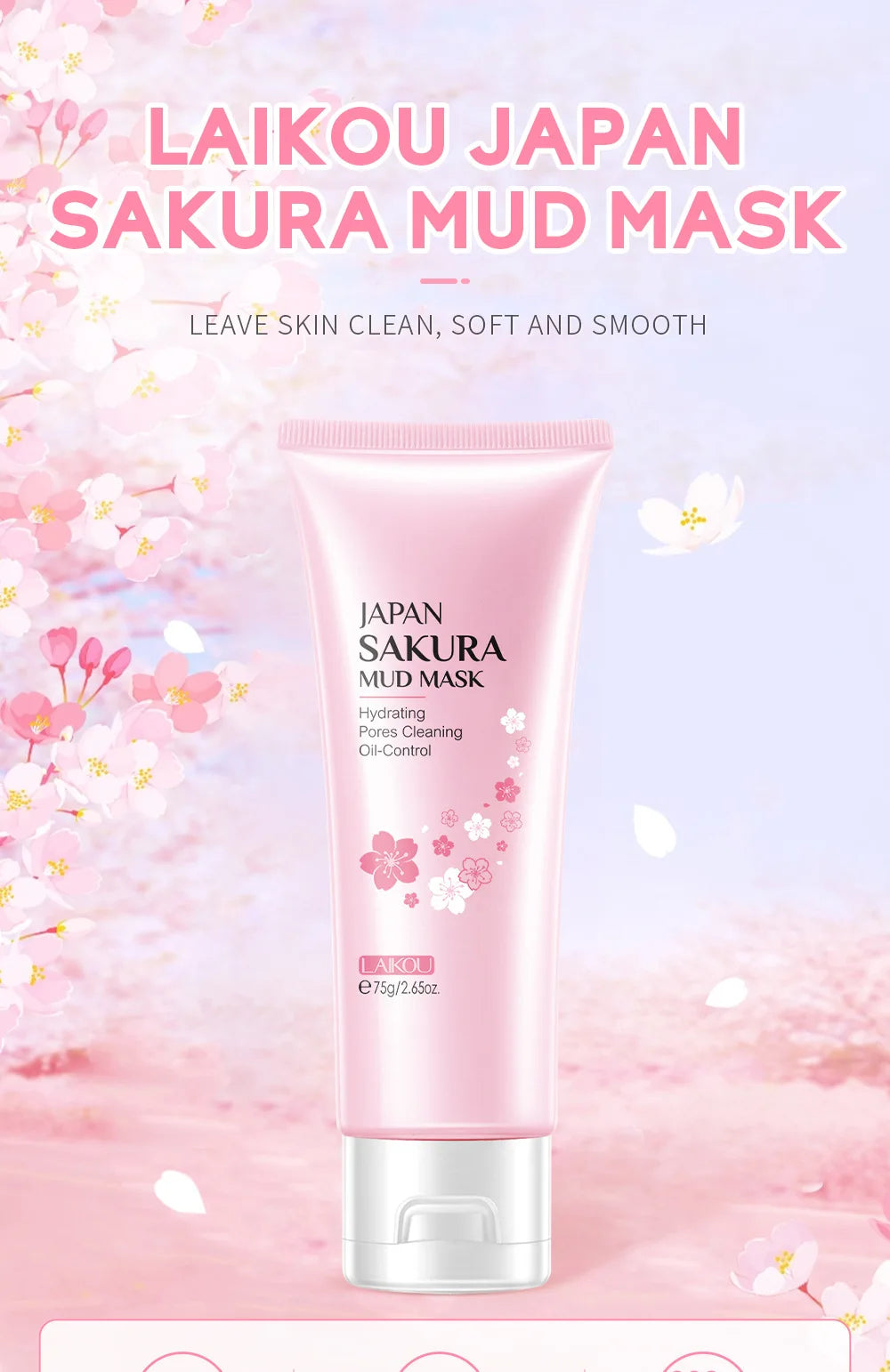 Kit visage Sakura – Soins coréens 9 pièces : nettoyant, crème solaire, masque yeux