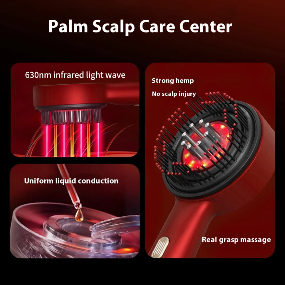 Peigne de Massage électrique à vibrations, thérapie à la lumière rouge, brosse de Massage pour la croissance des cheveux, Anti-perte de cheveux, applicateur d'huile liquide, soins capillaires