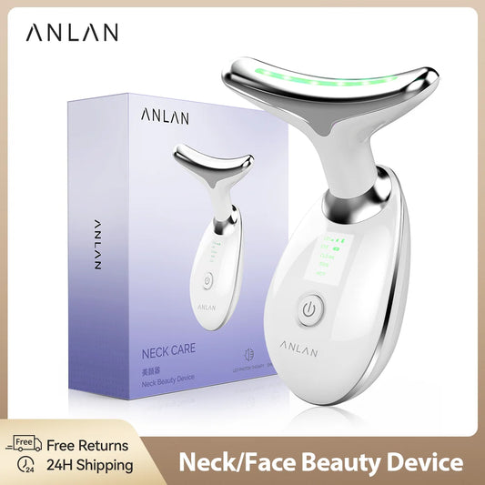 ANLAN appareil EMS visage & cou – lumière 3 couleurs, lifting et soin anti-double menton