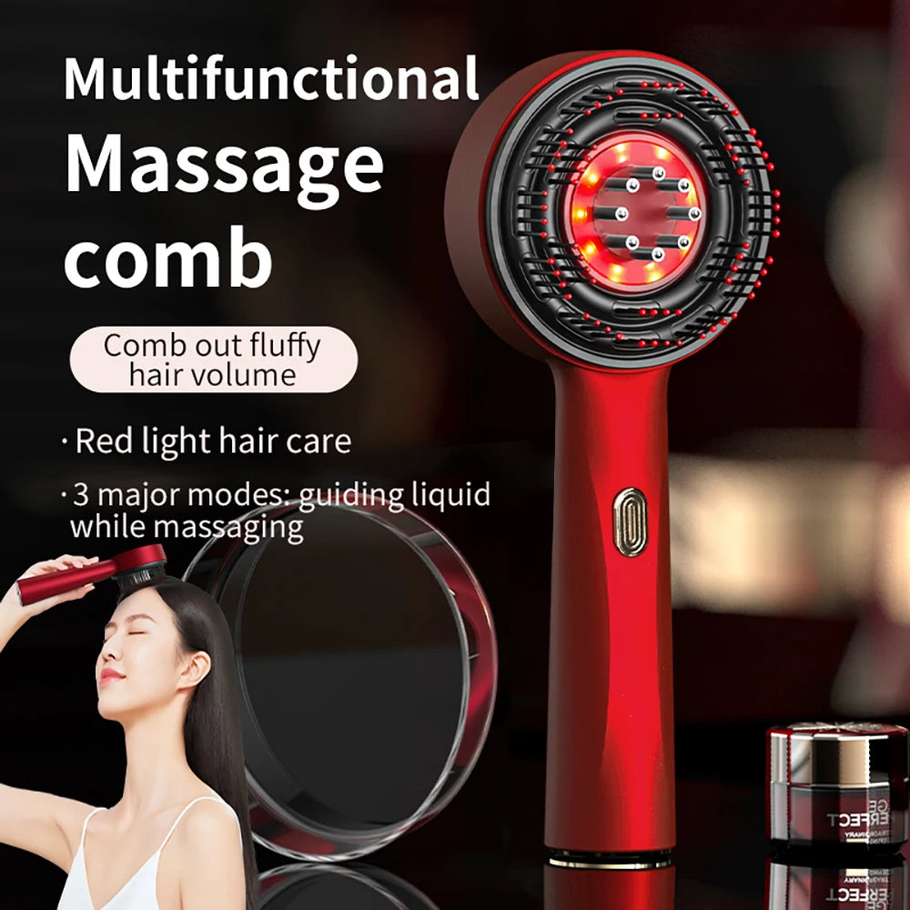 Peigne de Massage électrique à vibrations, thérapie à la lumière rouge, brosse de Massage pour la croissance des cheveux, Anti-perte de cheveux, applicateur d'huile liquide, soins capillaires