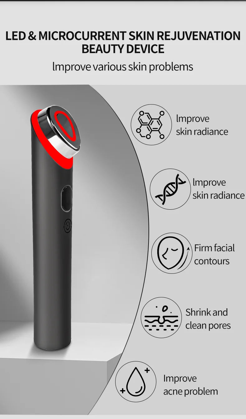 Ager Booster Pro 6-en-1 – Appareil LED visage & cou, lifting et massage