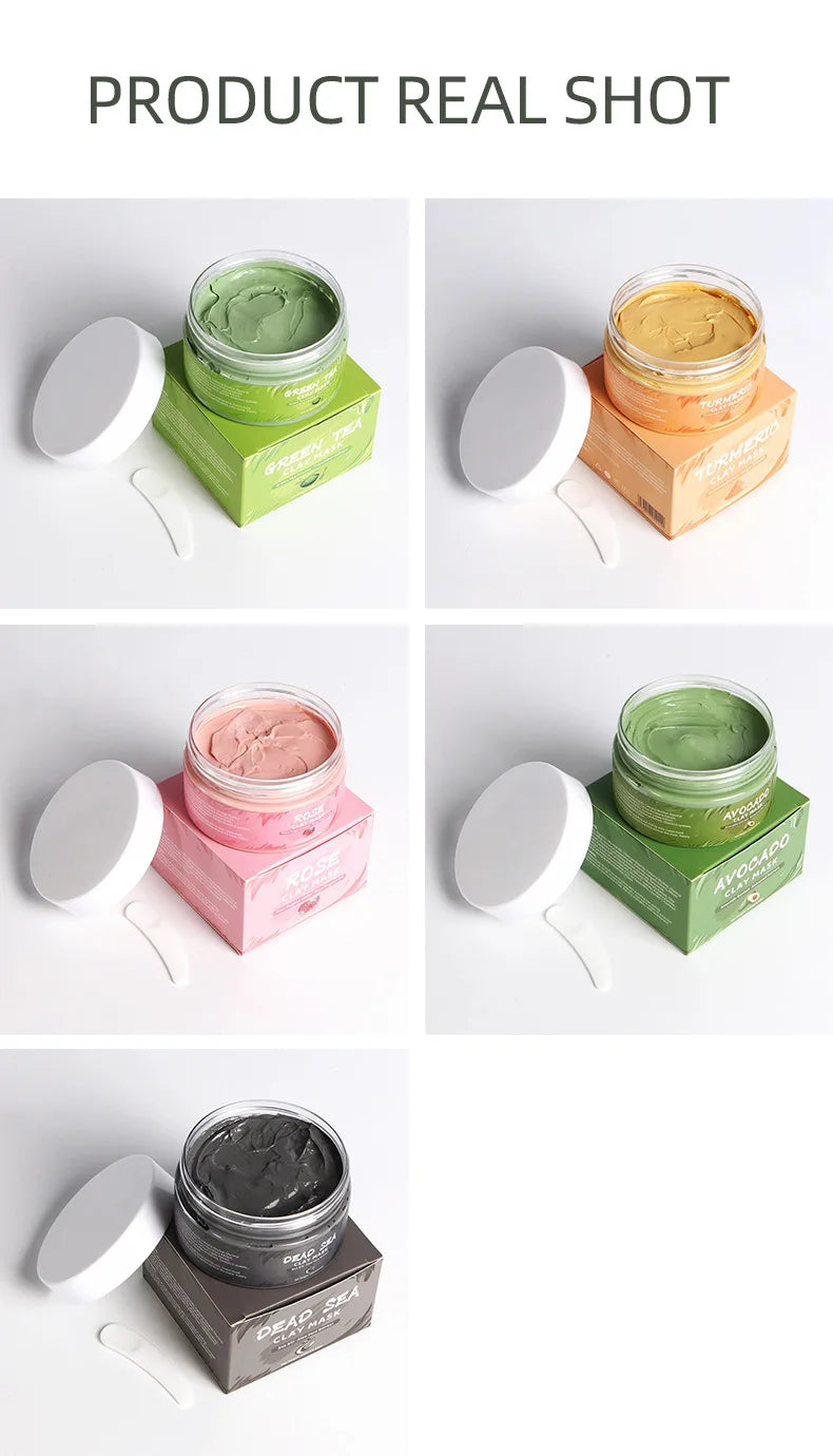 Masques Visage Naturels – Curcuma, Thé Vert, Rose & Avocat