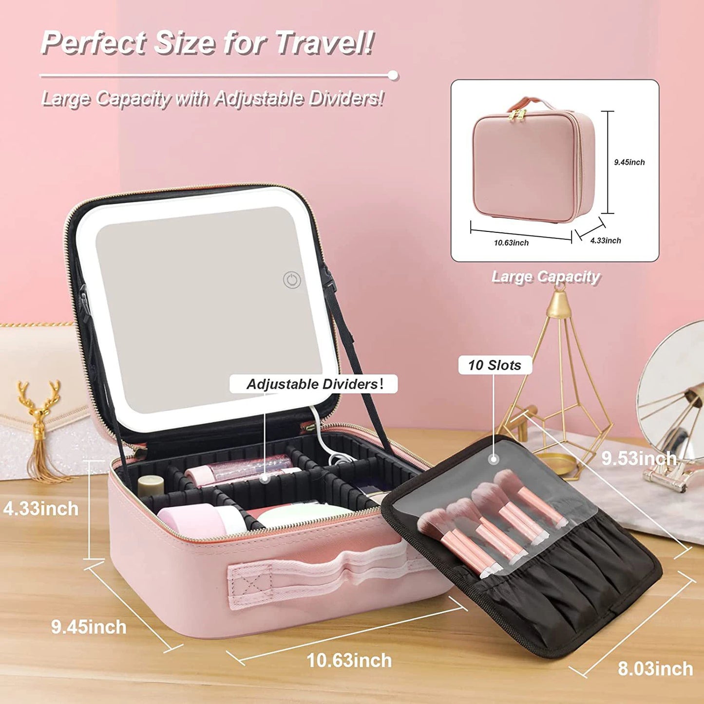Trousse à cosmétiques intelligente LED, grande capacité, esthéticienne féminine, soins de la peau, trousse de maquillage de voyage, produit neuf avec miroir, étui de maquillage pour femmes