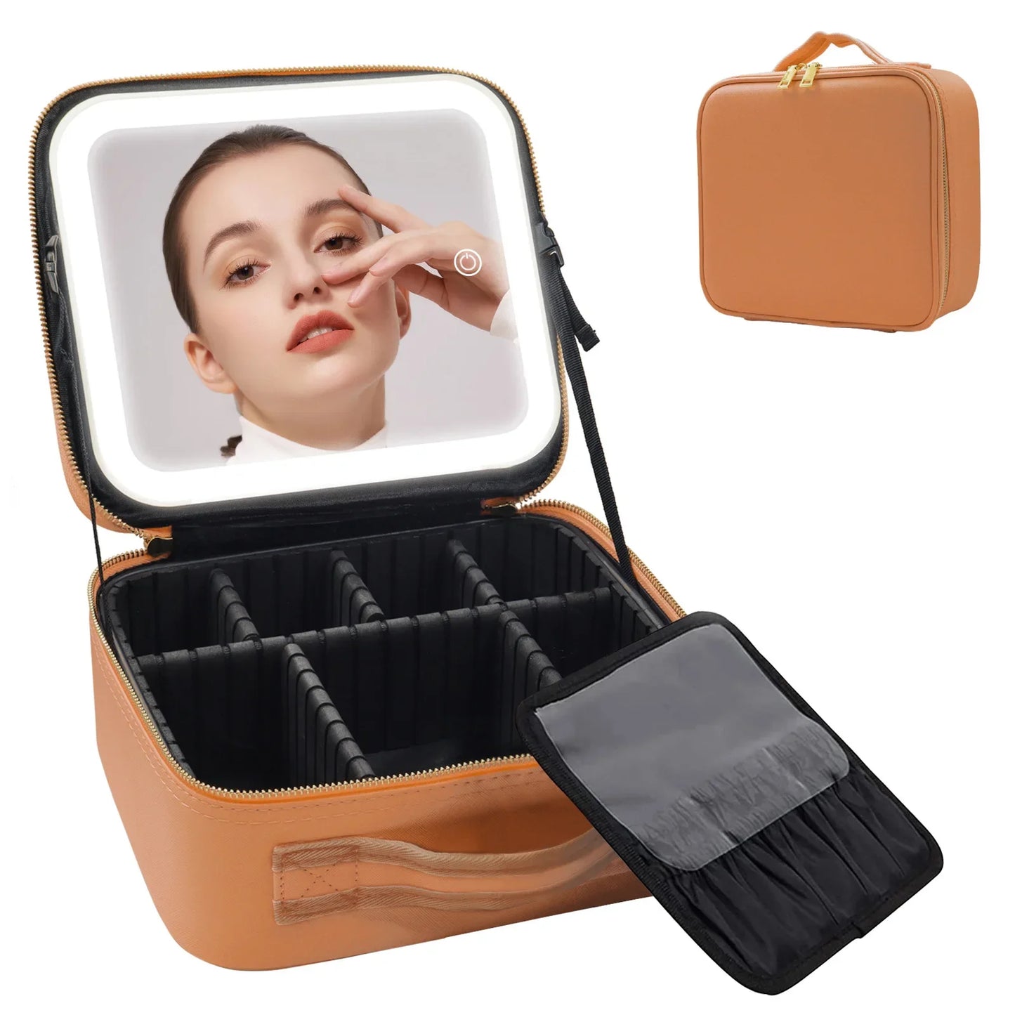 Trousse de maquillage de voyage éclairée par LED avec miroir, organisateur de maquillage Portable étanche, étui à cosmétiques, cadeau d'anniversaire pour filles et femmes