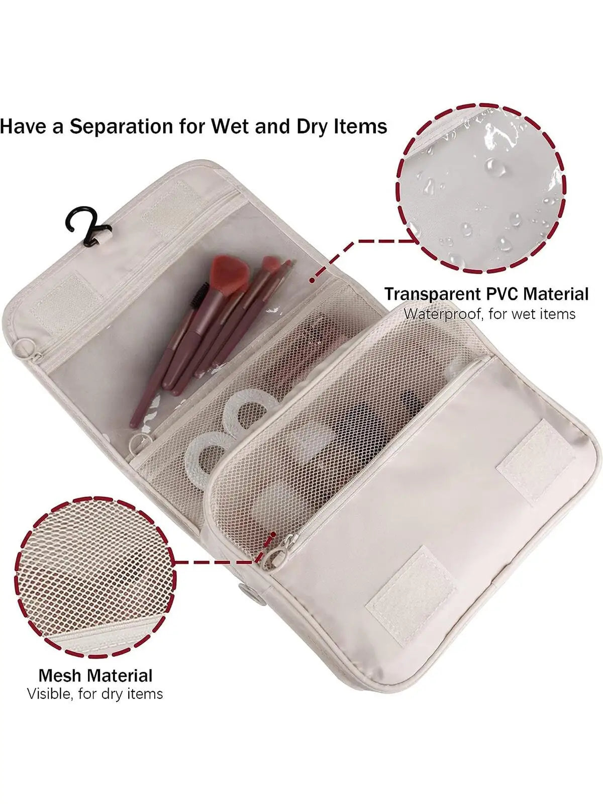 Sac de maquillage de voyage, organisateur de produits de toilette étanche, nécessaire de haute qualité pour femmes, crochet de salle de bain, pochette de lavage, sac de rangement de maquillage à crochet