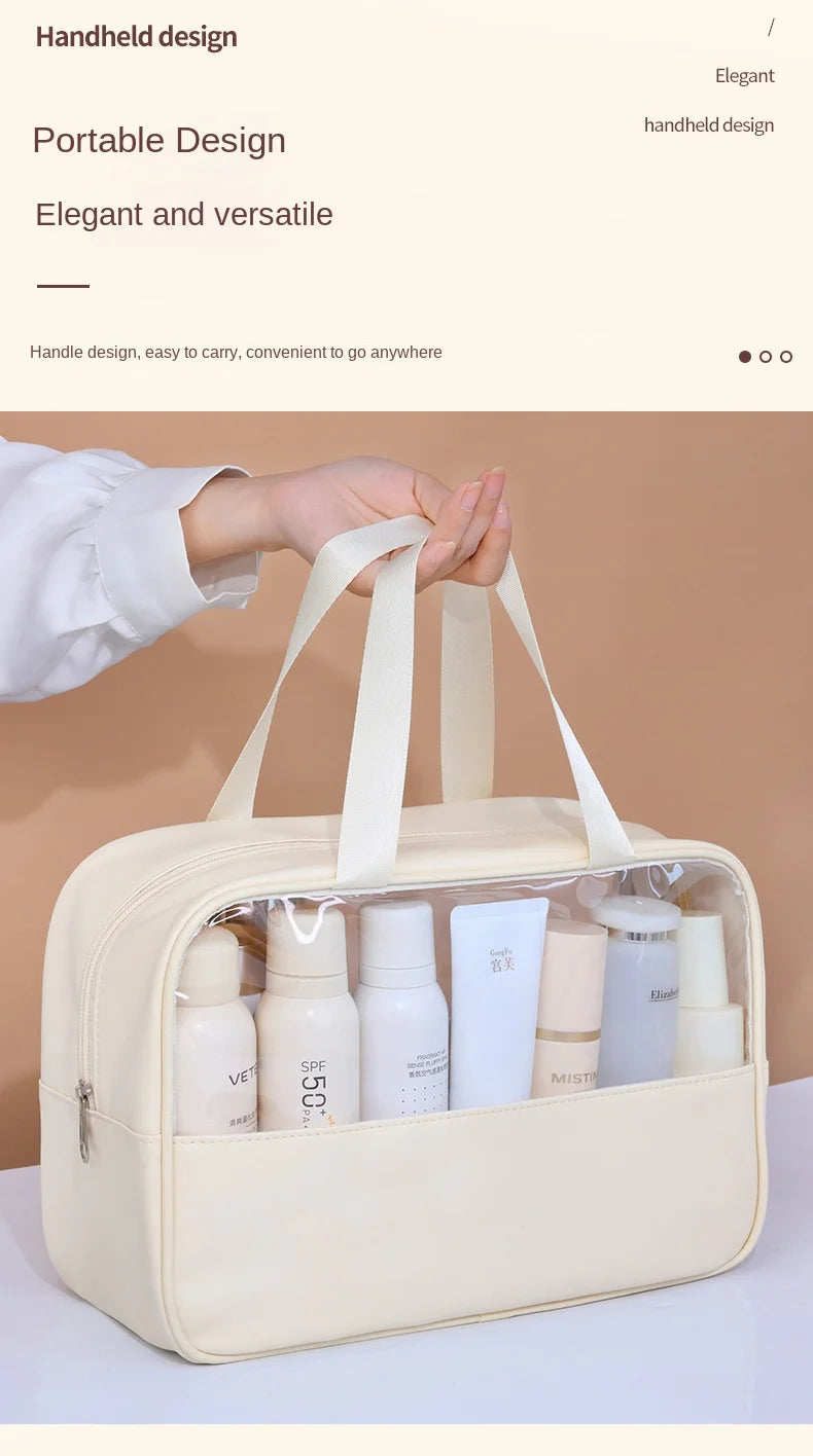 Sac à cosmétiques de voyage Portable pour femmes, trousse de maquillage transparente, sacs de lavage de bain de grande capacité, mallette de rangement étanche multifonction