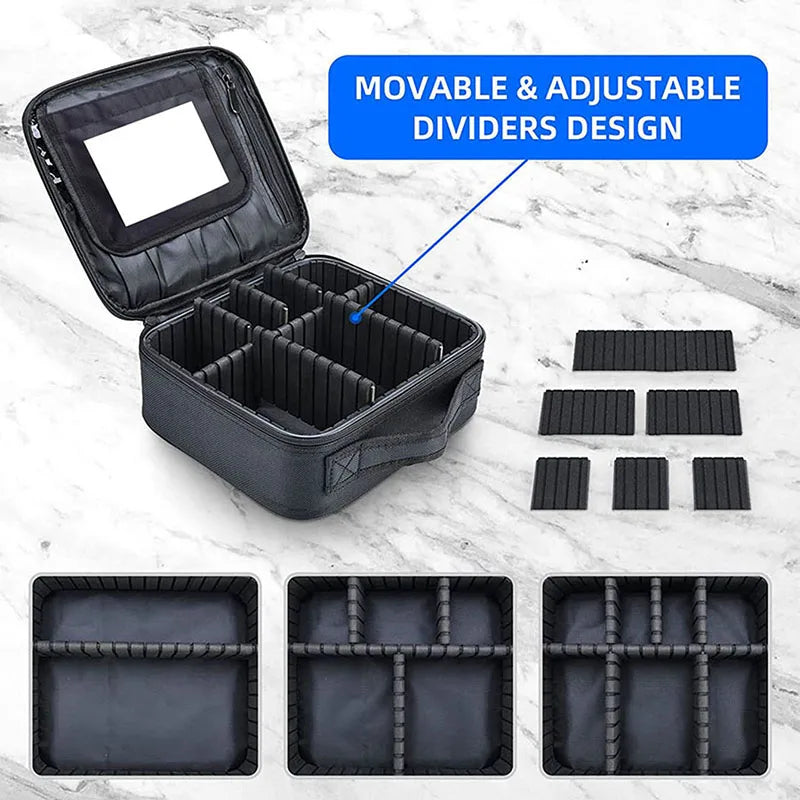 Trousse de maquillage avec miroir, brosse professionnelle, boîte de rangement d'outils de beauté pour femmes, sac à cosmétiques Portable, organisateur de manucure de voyage