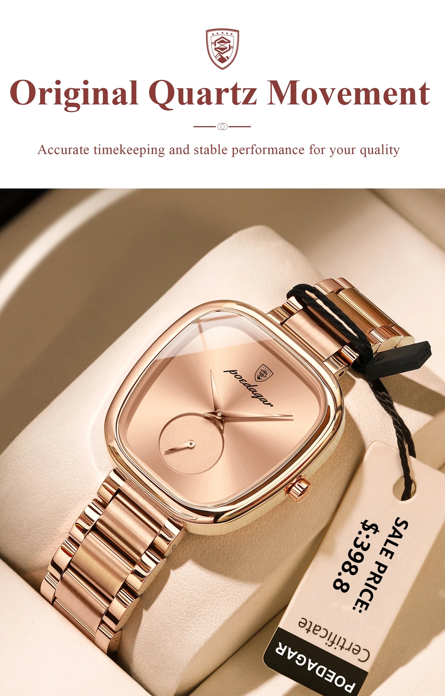 POEDAGAR montre de luxe pour femme étanche en acier inoxydable Quartz dames montre de haute qualité femmes montres élégant femme horloge