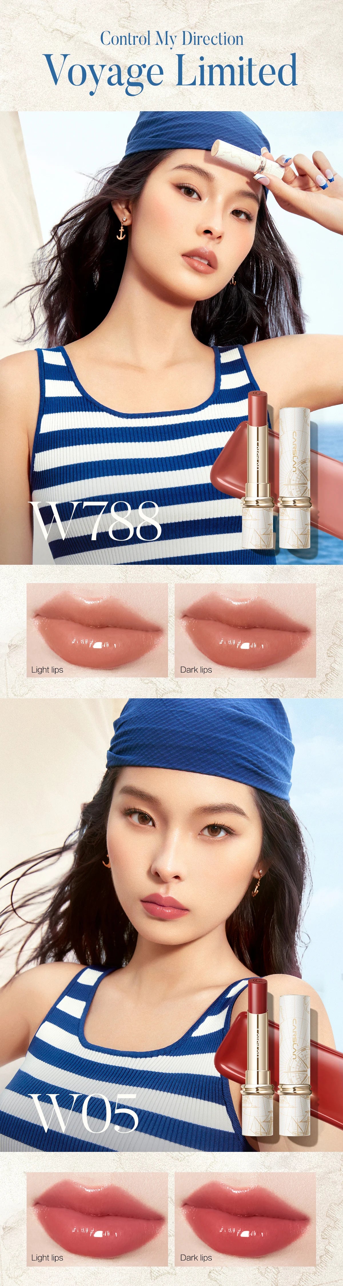CARSLAN été Voyage limité inondation baiser rouge à lèvres aqueux hydratant Non collant mat rouge à lèvres femmes cosmétiques maquillage