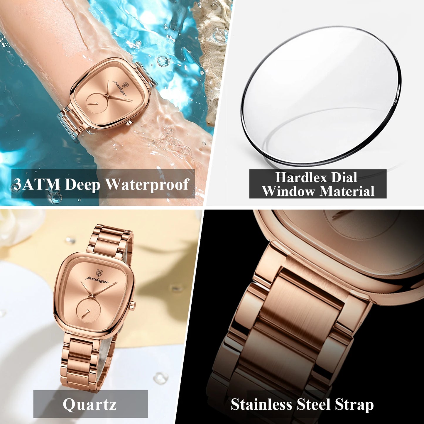 POEDAGAR montre de luxe pour femme étanche en acier inoxydable Quartz dames montre de haute qualité femmes montres élégant femme horloge