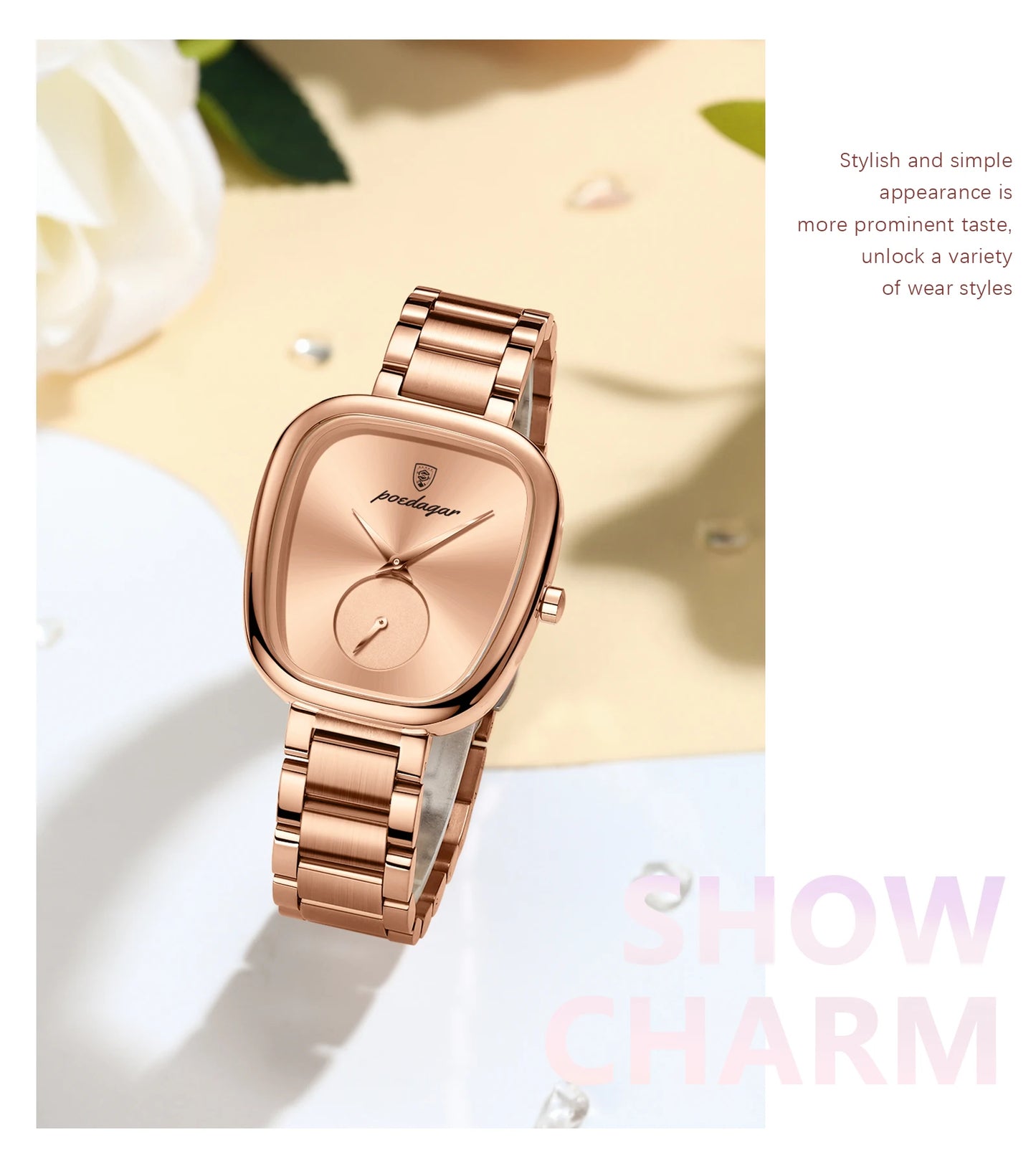 POEDAGAR montre de luxe pour femme étanche en acier inoxydable Quartz dames montre de haute qualité femmes montres élégant femme horloge