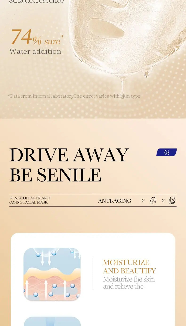 Masque Anti-Rides Collagène – 10 Pièces, Hydratant & Éclat.