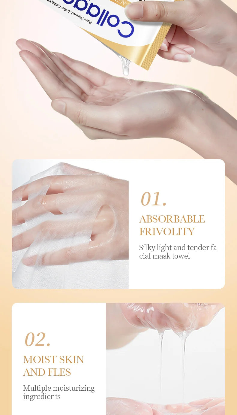 Masque Anti-Rides Collagène – 10 Pièces, Hydratant & Éclat.