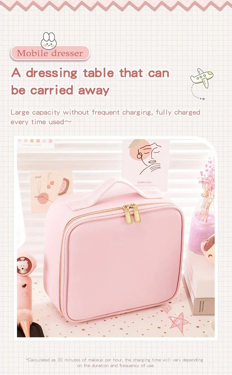 Trousse de maquillage de voyage éclairée par LED avec miroir, organisateur de maquillage Portable étanche, étui à cosmétiques, cadeau d'anniversaire pour filles et femmes