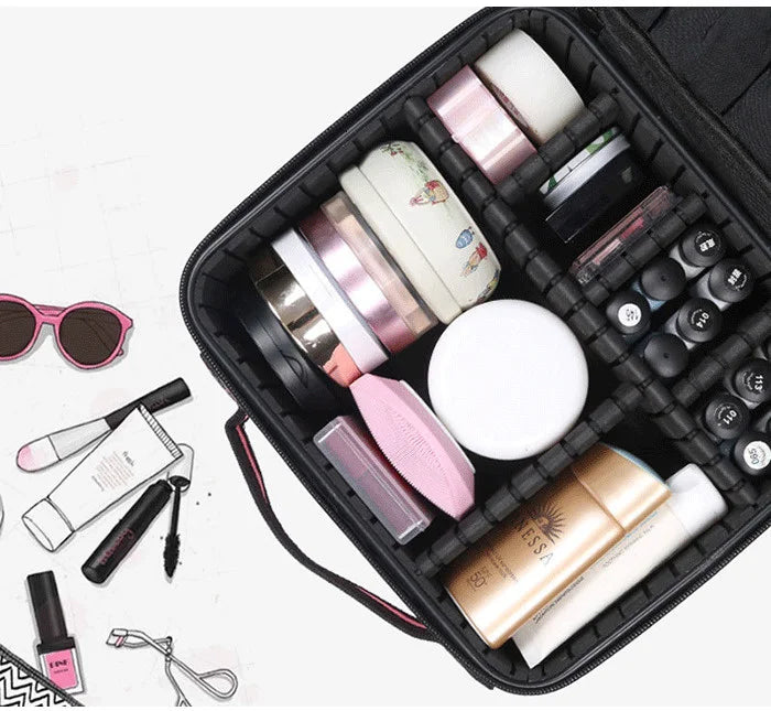 Trousse à cosmétiques intelligente LED, grande capacité, esthéticienne féminine, soins de la peau, trousse de maquillage de voyage, produit neuf avec miroir, étui de maquillage pour femmes