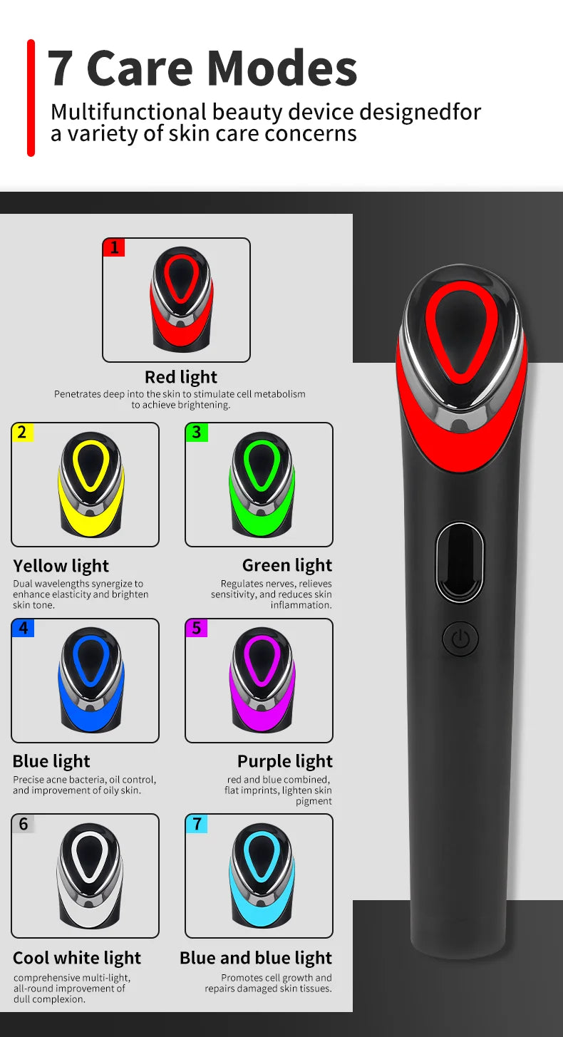 Ager Booster Pro 6-en-1 – Appareil LED visage & cou, lifting et massage