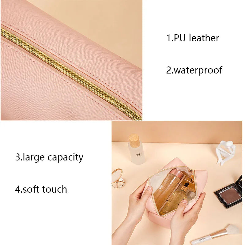 Trousse de maquillage brodée personnalisée, Portable en cuir PU Saffiano, Kits de cosmétiques de toilette imperméables pour hommes et femmes, Logo avec nom personnalisé