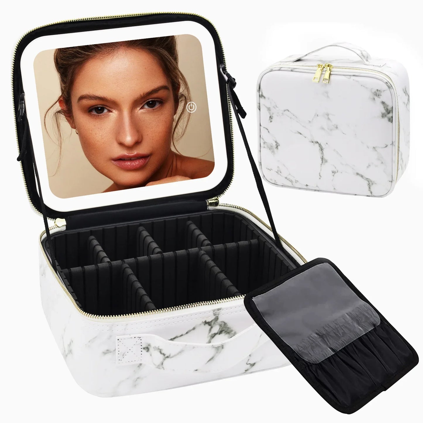 Trousse de maquillage de voyage éclairée par LED avec miroir, organisateur de maquillage Portable étanche, étui à cosmétiques, cadeau d'anniversaire pour filles et femmes