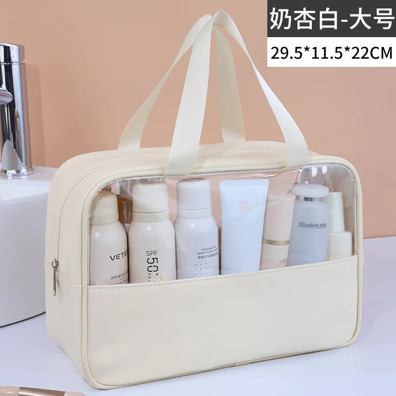 Sac à cosmétiques de voyage Portable pour femmes, trousse de maquillage transparente, sacs de lavage de bain de grande capacité, mallette de rangement étanche multifonction
