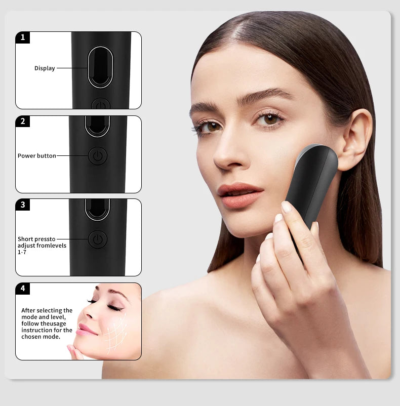 Ager Booster Pro 6-en-1 – Appareil LED visage & cou, lifting et massage
