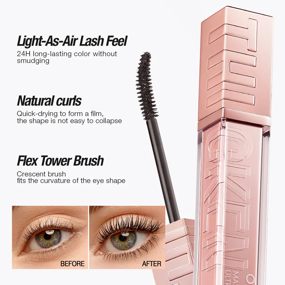O.TWO.O 5D-Mascara noir pour les yeux, extension de cils, volumisant, longue tenue, Smudge-Verde optics, séchage rapide, imperméable, maquillage