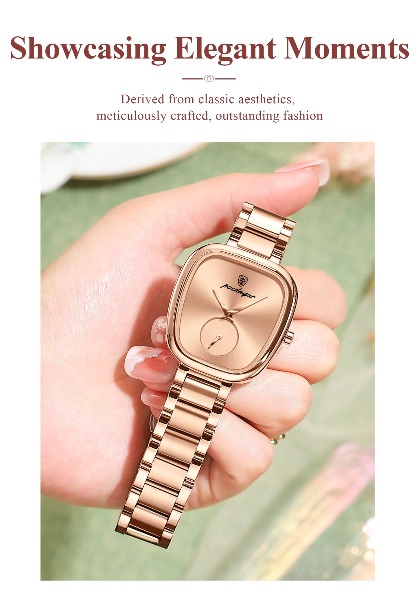 POEDAGAR montre de luxe pour femme étanche en acier inoxydable Quartz dames montre de haute qualité femmes montres élégant femme horloge