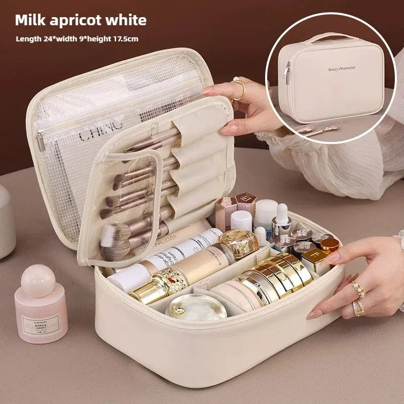 Trousse de Maquillage Femme Grande Capacité – Sac Cosmétique de Voyage Portable, Organisateur Beauté Pratique et Élégant