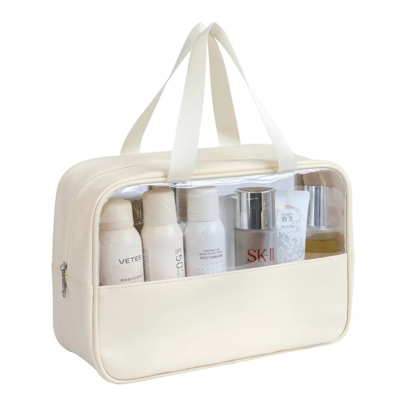 Sac à cosmétiques de voyage Portable pour femmes, trousse de maquillage transparente, sacs de lavage de bain de grande capacité, mallette de rangement étanche multifonction
