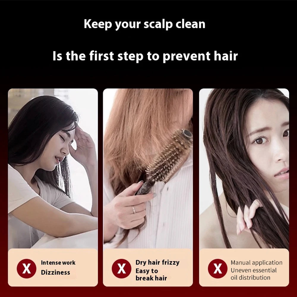 Peigne de massage électrique pour la tête, brosse pour le cuir chevelu, applicateur d'huile essentielle, grattage et pétrissage, croissance des cheveux