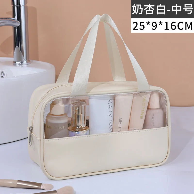 Sac à cosmétiques de voyage Portable pour femmes, trousse de maquillage transparente, sacs de lavage de bain de grande capacité, mallette de rangement étanche multifonction
