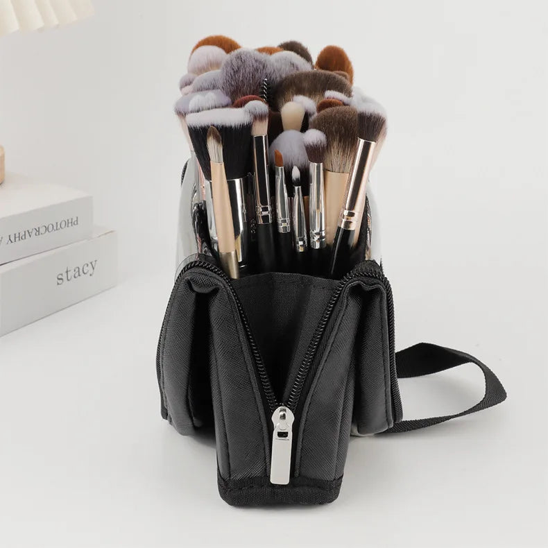 Sac de rangement de maquillage Portable européen et américain, sac à main de maquillage professionnel avec fermeture magnétique, sac à brosse pliable, grande casquette