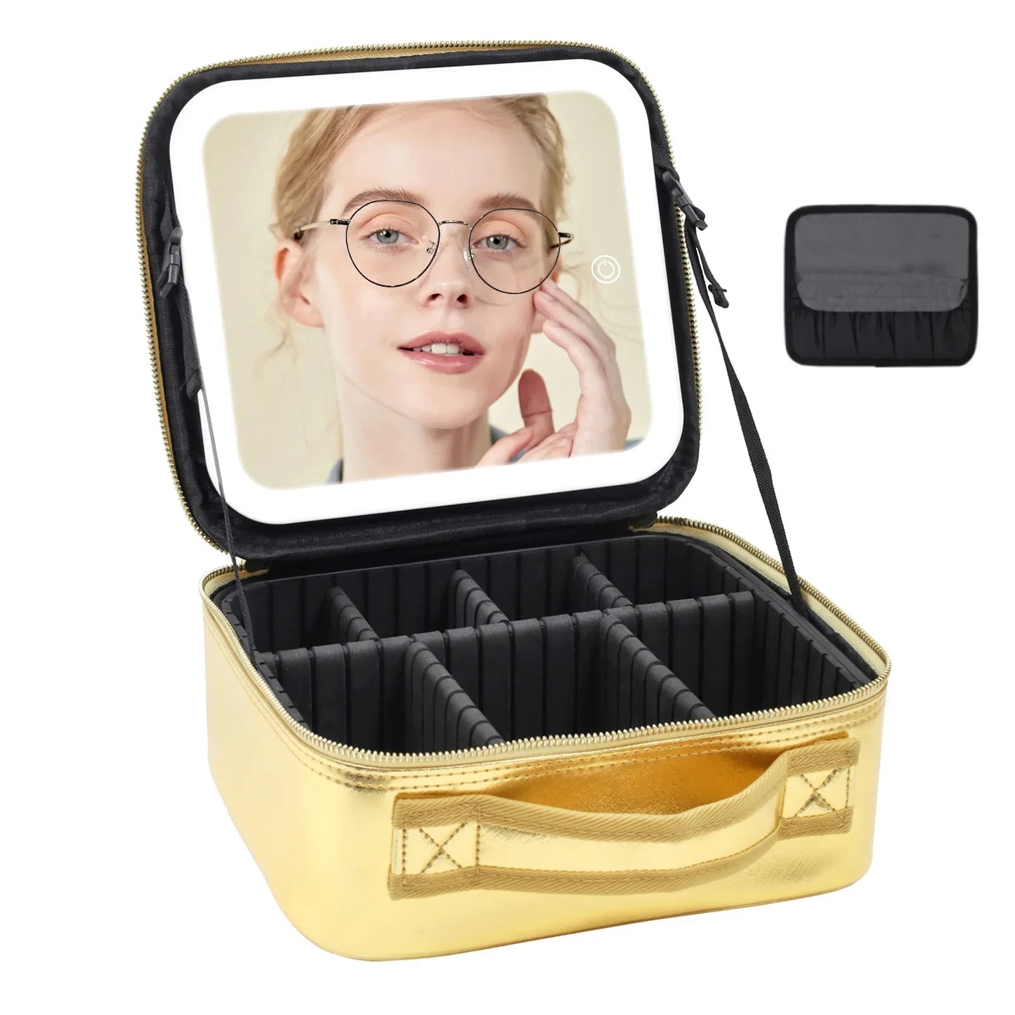 Trousse de maquillage de voyage éclairée par LED avec miroir, organisateur de maquillage Portable étanche, étui à cosmétiques, cadeau d'anniversaire pour filles et femmes