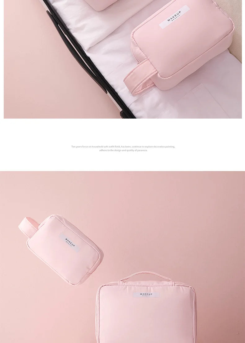 Sac à cosmétiques Portable pour femmes, Index d'apparence élevée, sac de lavage de voyage de grande capacité, sac de rangement de maquillage tridimensionnel